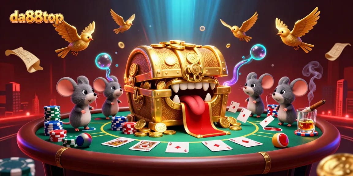 Engage with thrilling gameplay at da88top, featuring colorful poker chips and interactive characters in a vibrant casino setting.