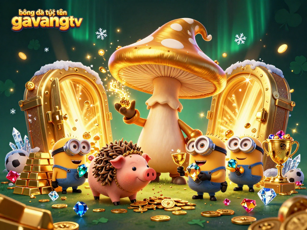 bóng đá trực tuyến gavangtv showcases sports betting magic with a rich scene of golden wonders and hero characters.