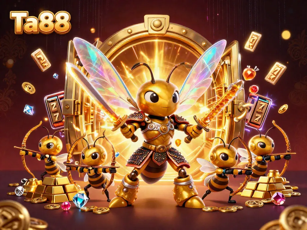 Engage in thrilling gameplay at Ta88 with a dynamic illustration showcasing the excitement of casino slots.