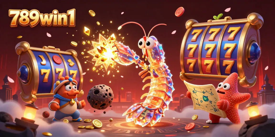Experience the thrill of 789win1 with a dynamic casino scene featuring vibrant slot game elements and a galactic adventure.