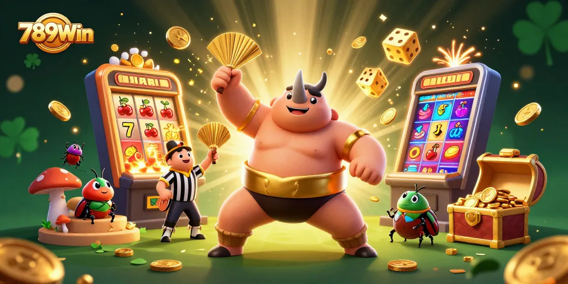 Experience winning moments at 789Win with vibrant casino action, featuring a sumo beetle champion.