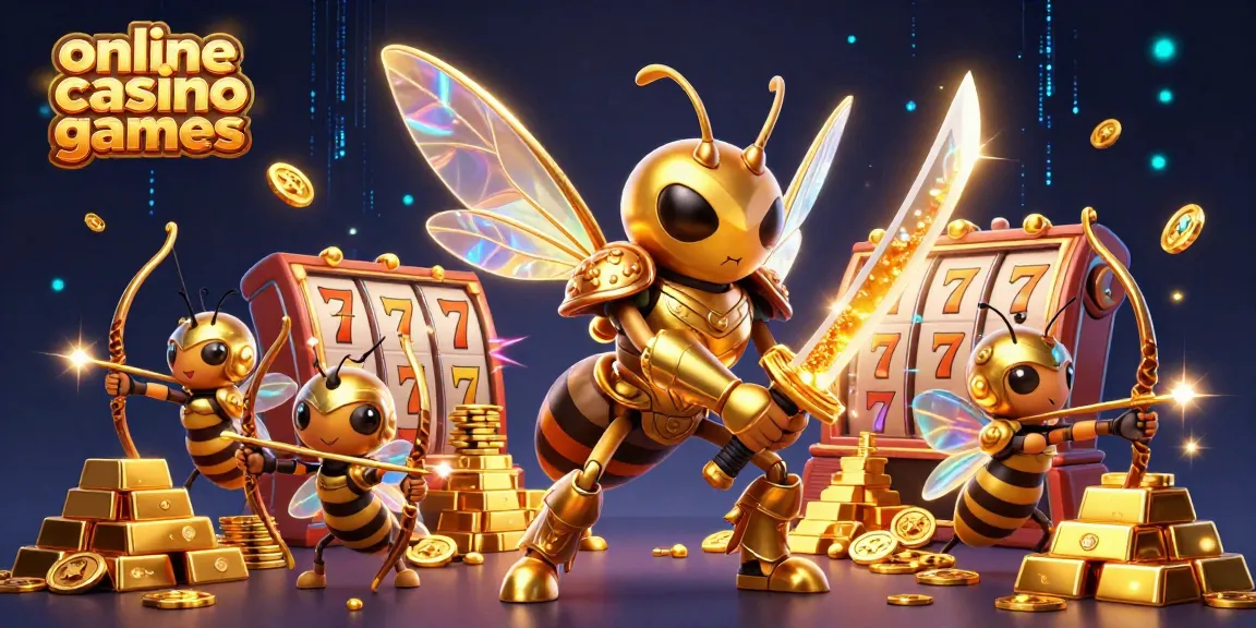 Engage in online casino games with a vibrant scene of samurai hornets and treasures.