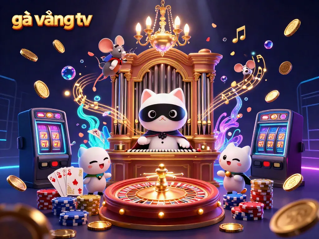 Experience thrilling gameplay with gà vàng tv’s dynamic 3D Casino illustration featuring iconic characters and vibrant symbols.