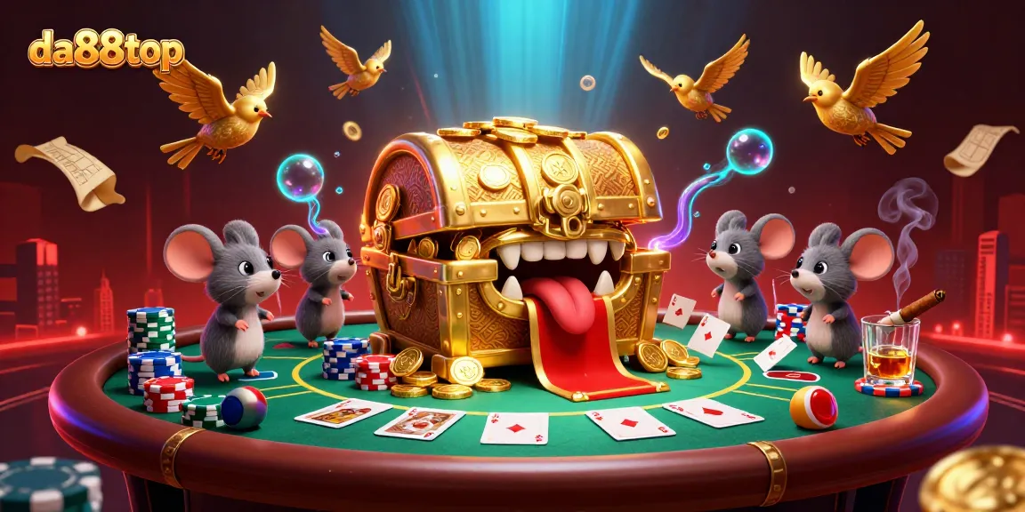 Engage with thrilling gameplay at da88top, featuring colorful poker chips and interactive characters in a vibrant casino setting.