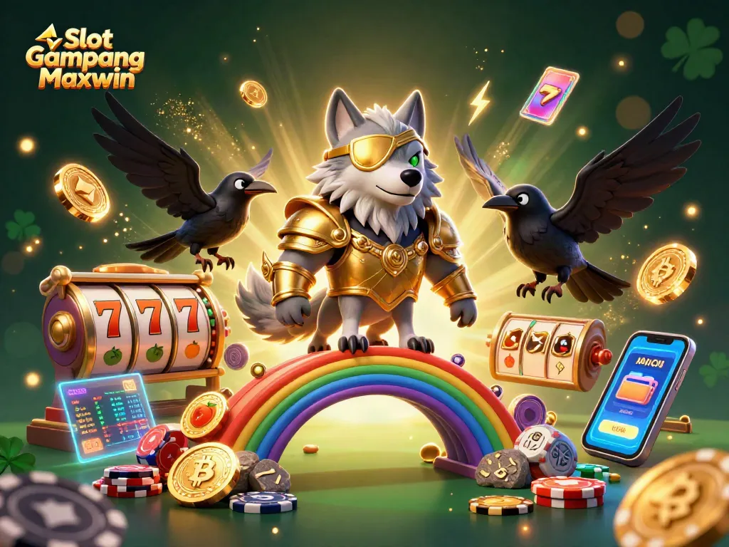 Engage with Slot Gampang Maxwin surrounded by vibrant, dynamic casino elements celebrating the thrill of gaming.