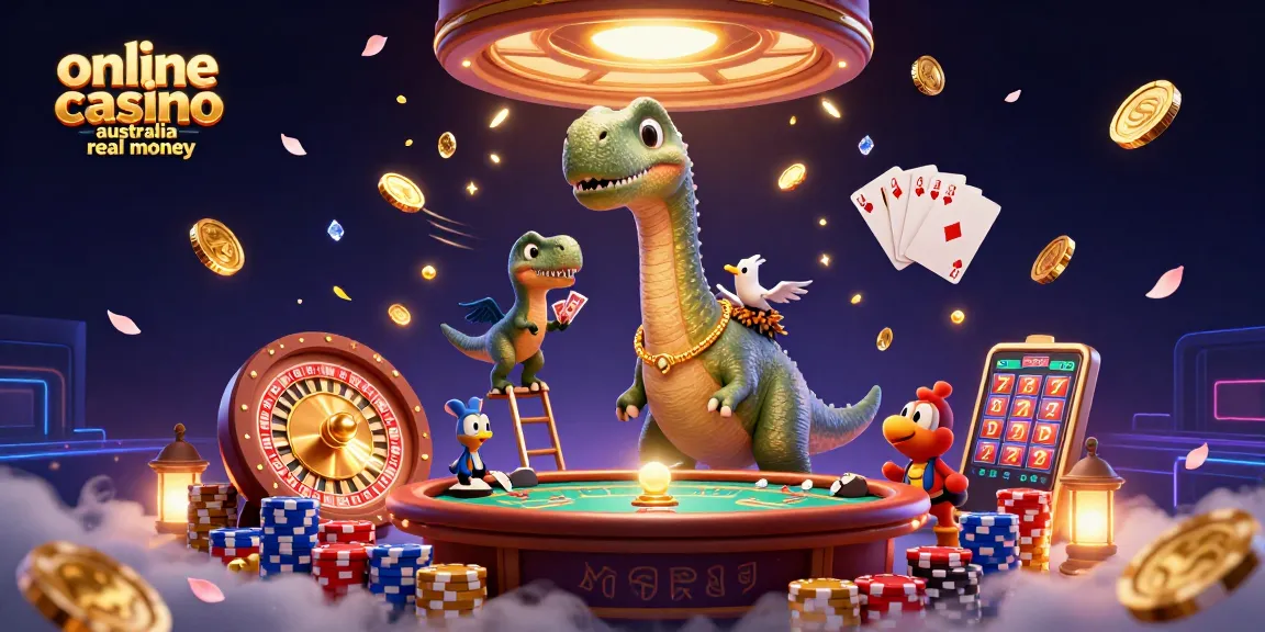Experience the thrill of an online casino Australia real money with dynamic characters amidst cascading coins and slots.