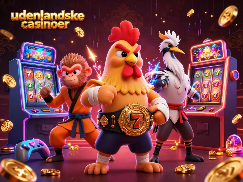 Engage with udenlandske casinoer in this vibrant 3D digital art showcasing an action-packed casino scene.