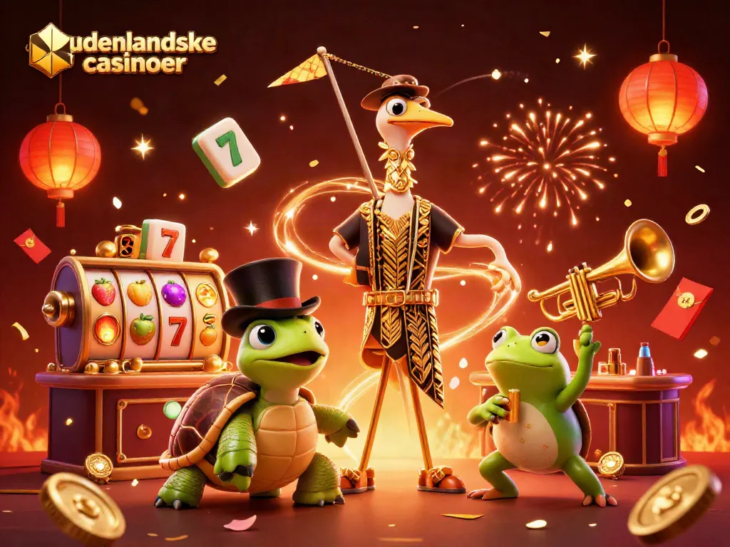 Celebrate winning at udenlandske casinoer with vibrant 3D characters and dynamic casino elements.