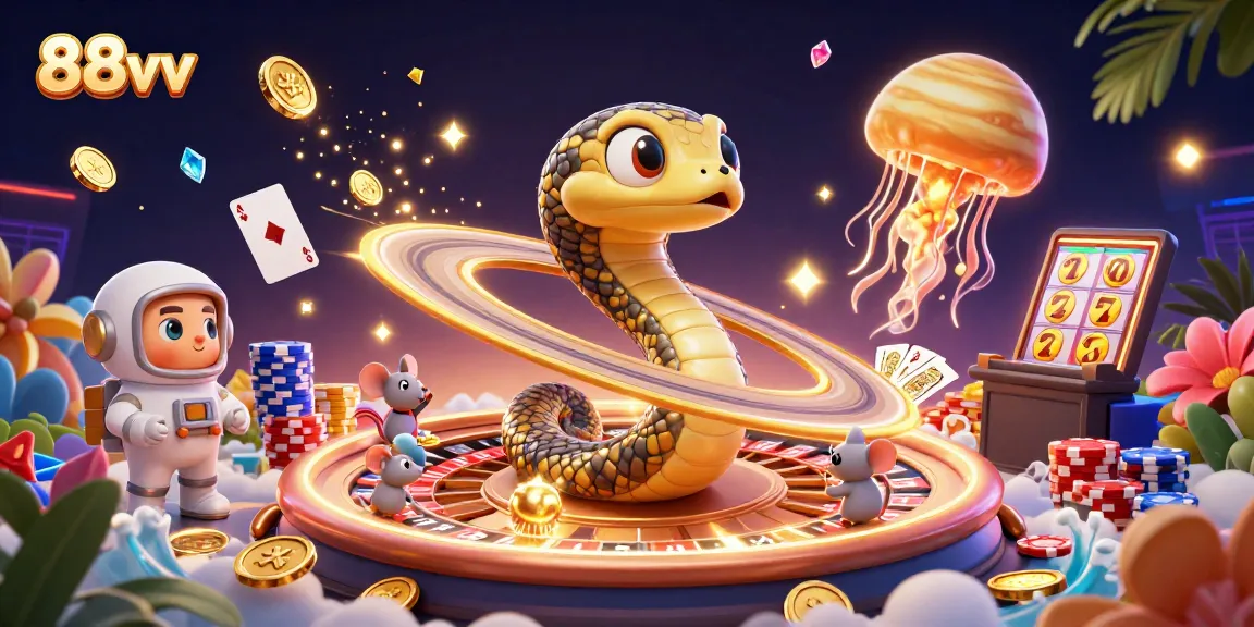 Experience the vibrant 88vv universe of gambling with fanciful characters and stunning cosmic elements.